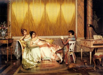 The Poetry Reading lady Vittorio Reggianini Oil Paintings